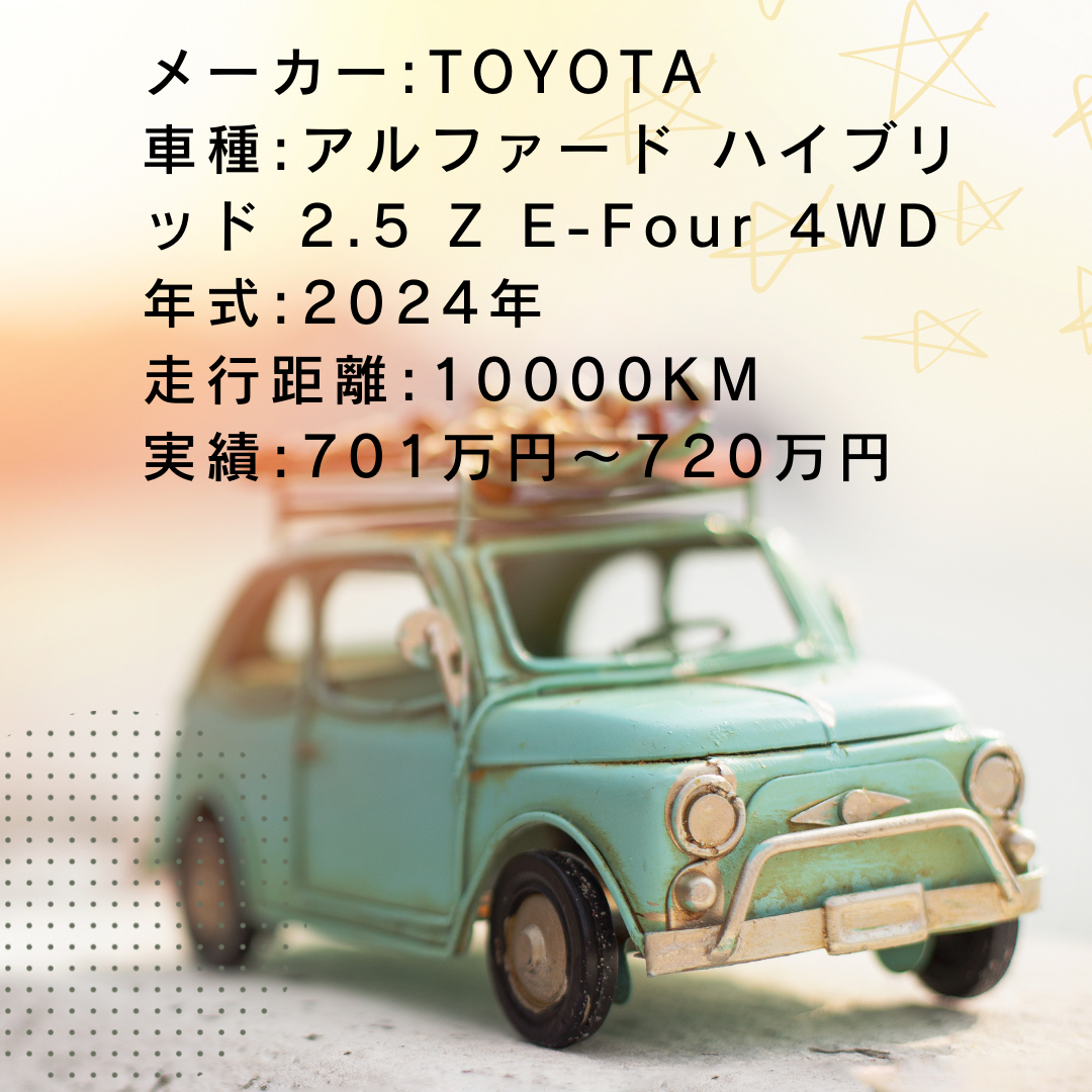 実績・査定例:アルファード ハイブリッド 2.5 Z E-Four 4WD/2024年式/10000KM