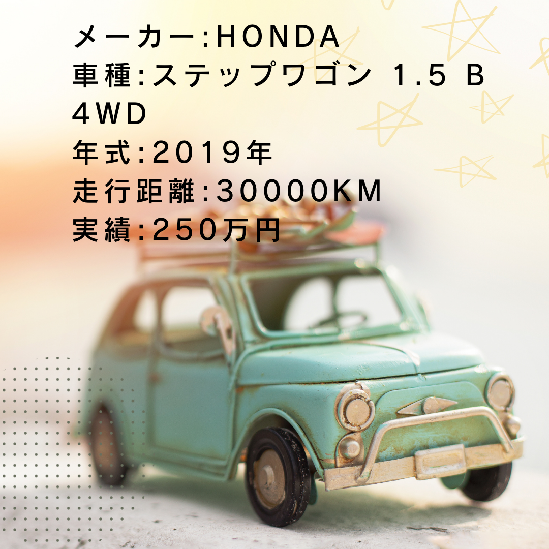 実績・査定例:ステップワゴン 1.5 B 4WD/2019年式/30000KM